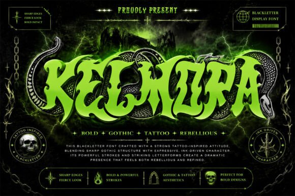 Kelmora: A Bold Blackletter Font for Creative Branding